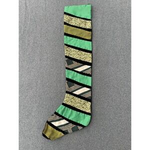 Handmade Green And Black Christmas Stocking Patchwork 28" Long 5.5" Wide